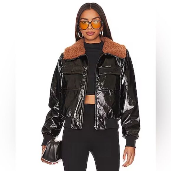 Mother Pilot Faux Patent Leather Jacket in Black, NWT, Size XL - Picture 5 of 14